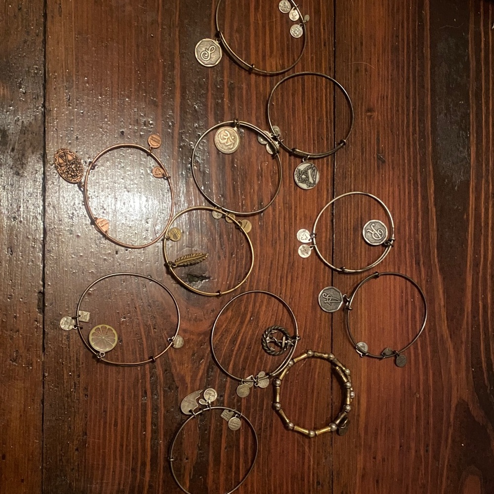Bundle of Alex and Ani Mixed Metal Charm Bracelets
